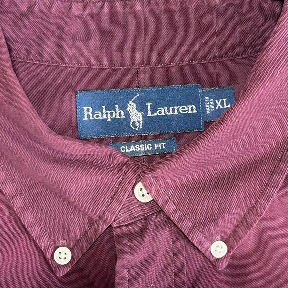 VTG Ralph Lauren Classic Fit Button Down Mens XL Shirt‎ Red Burgundy - Picture 3 of 13